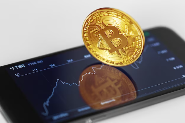 Cryptocurrency on a smartphone with a chart