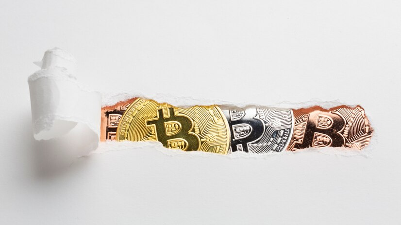 Ripped Paper Revealing Bitcoins