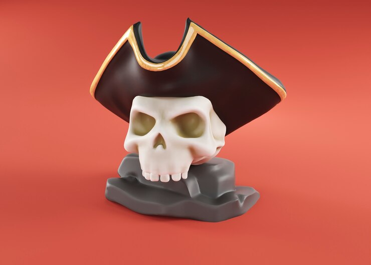 3D Skull on Red Background